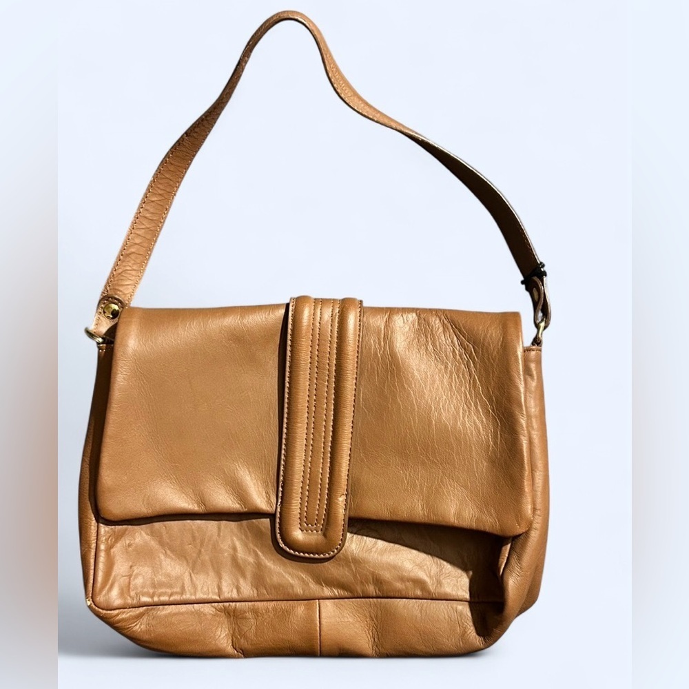 Roberta Rossi Milano Genuine Leather Satchel / Crossbody – Made in Italy – Tan